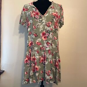 Forever 21 Floral Green Dress Large